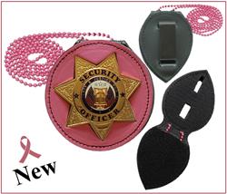 Recessed Pink Badge Holders for Neck or Belt